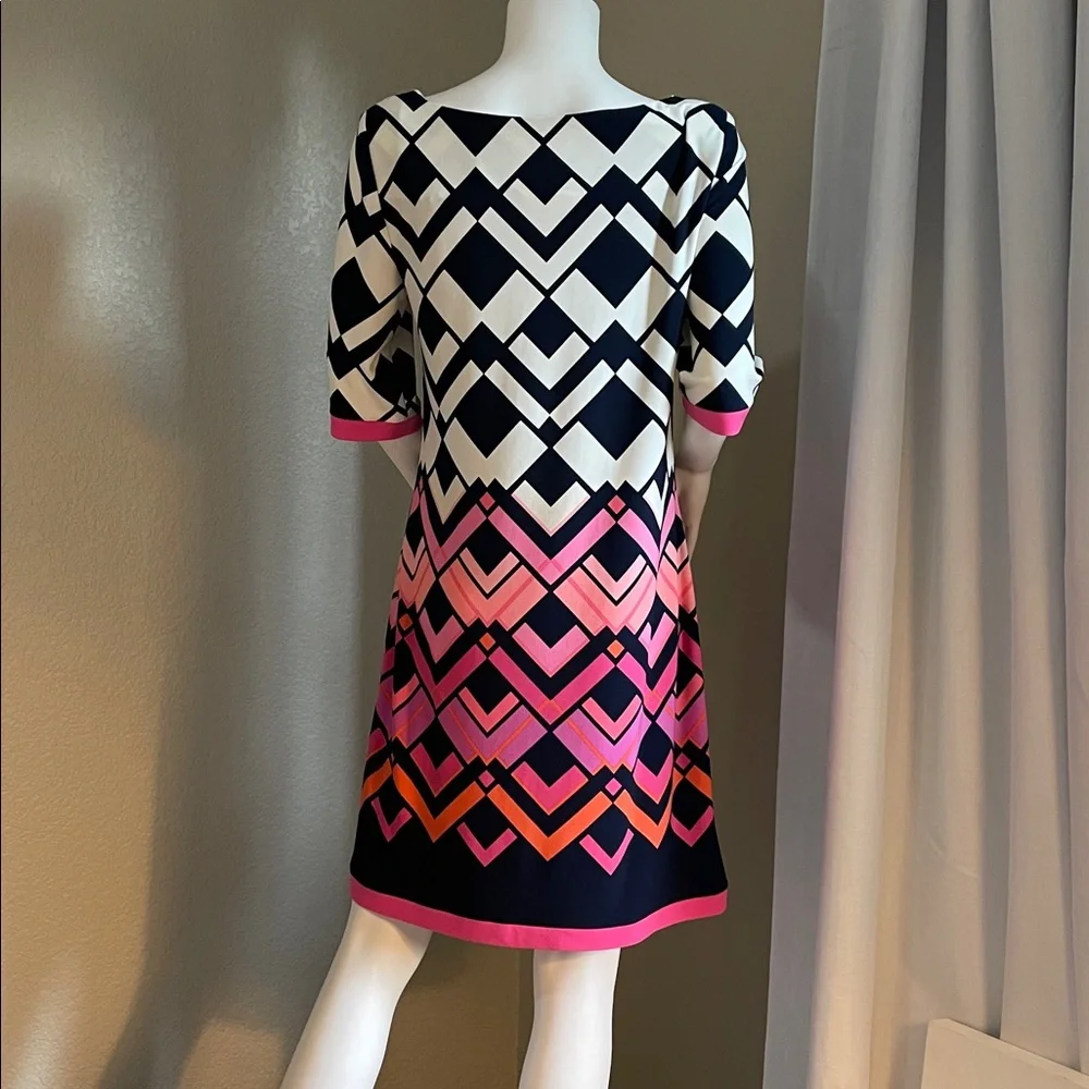 Eliza J shift dress Geometric, 3/4 sleeves, preppy, Excellent condition - Picture 4 of 9